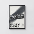 Vintage Pagani Imola Print, Supercar Wall Art