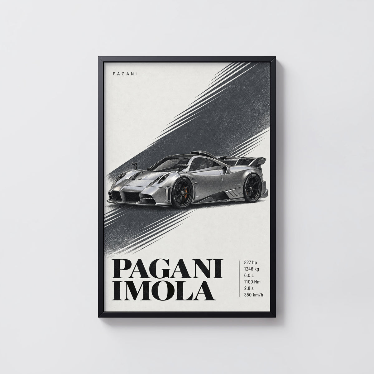 Vintage Pagani Imola Print, Supercar Wall Art