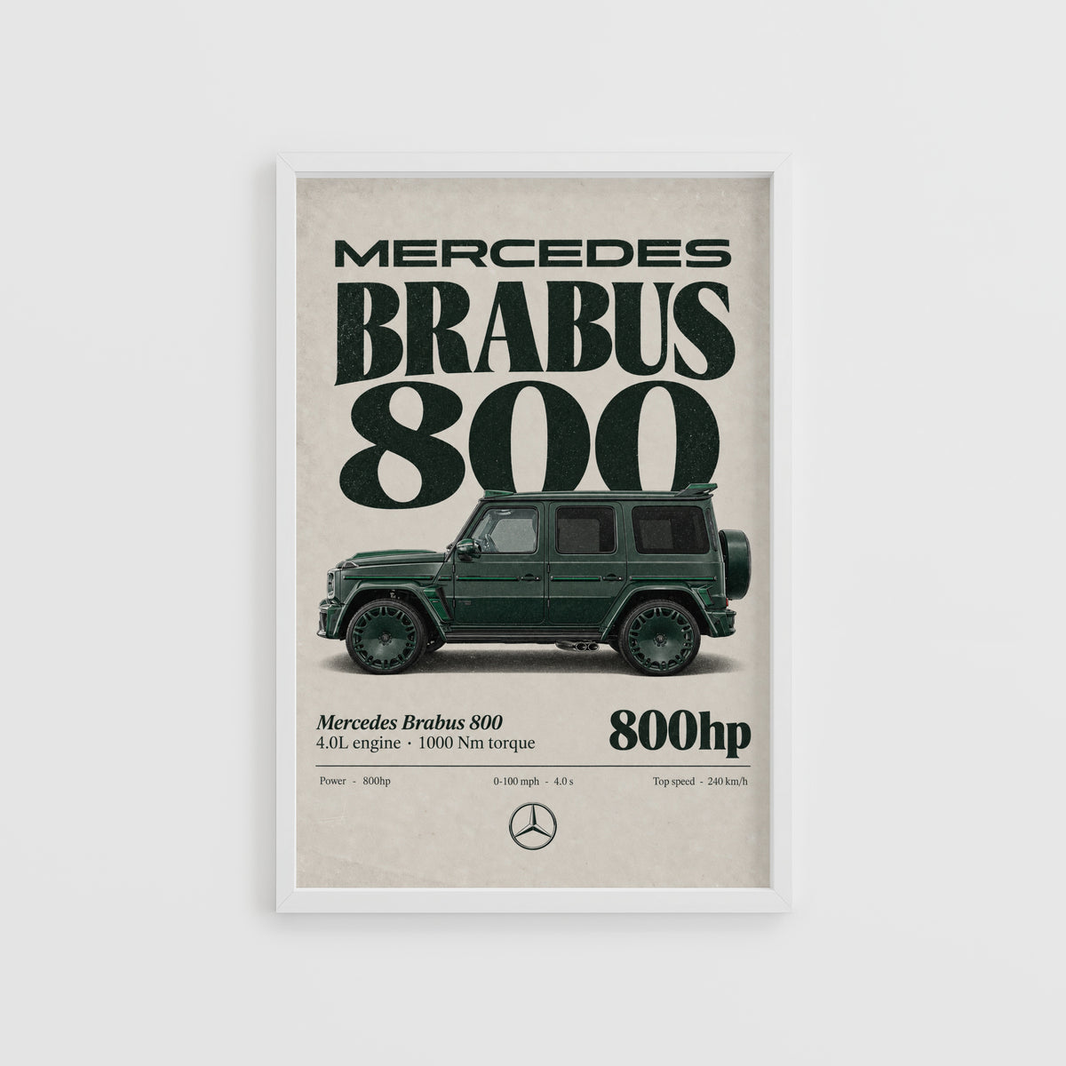 Vintage Mercedes Brabus 800 Print, Car Poster Wall Art