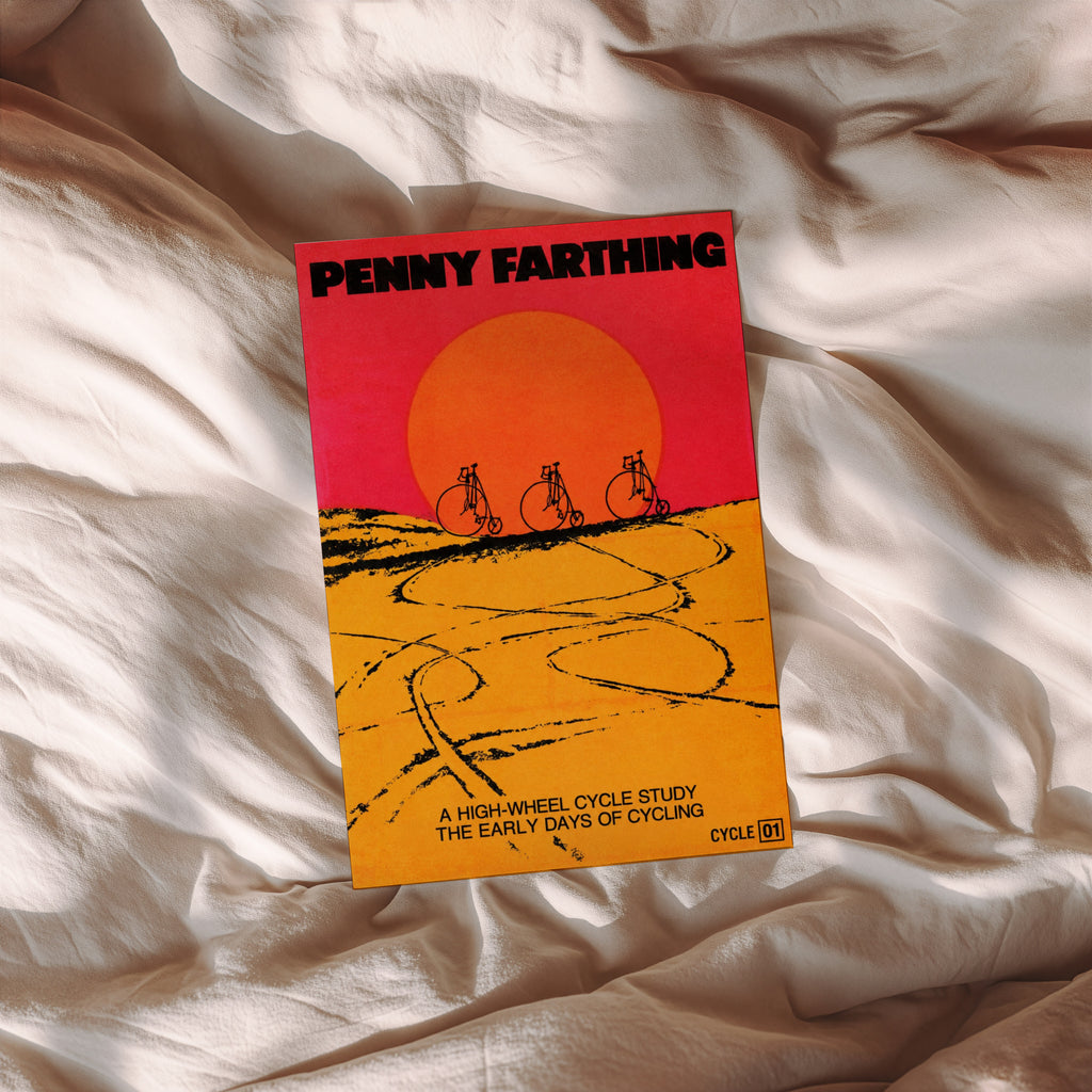 Vintage Penny Farthing Poster, Retro Cycling Wall Art Print