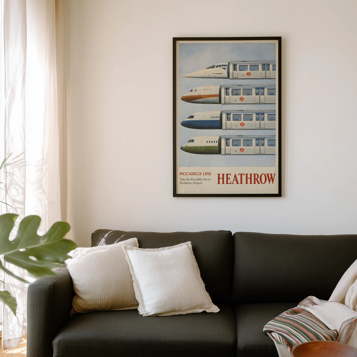 Vintage Heathrow Poster, London Tube Wall Art Print