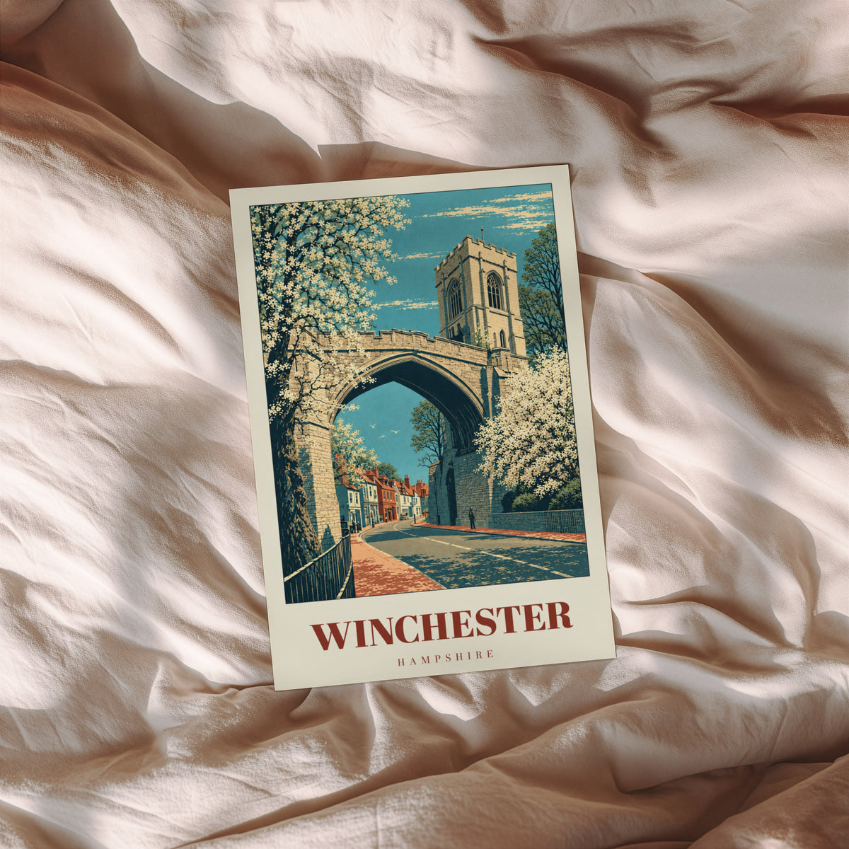 Vintage Winchester Poster, Hampshire Wall Art, England Print