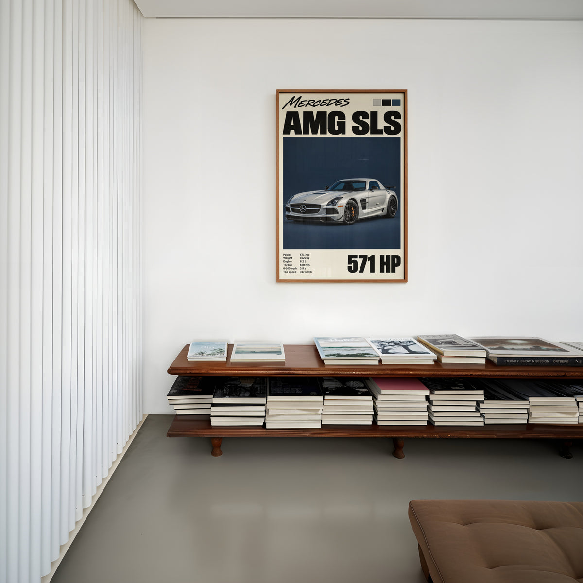 Vintage Mercedes AMG SLS Print, Supercar Wall Art