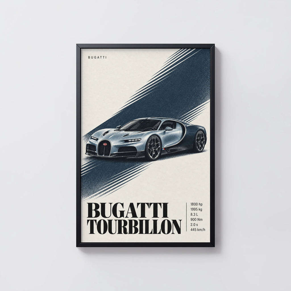 Vintage Bugatti Tourbillon Print, Supercar Wall Art