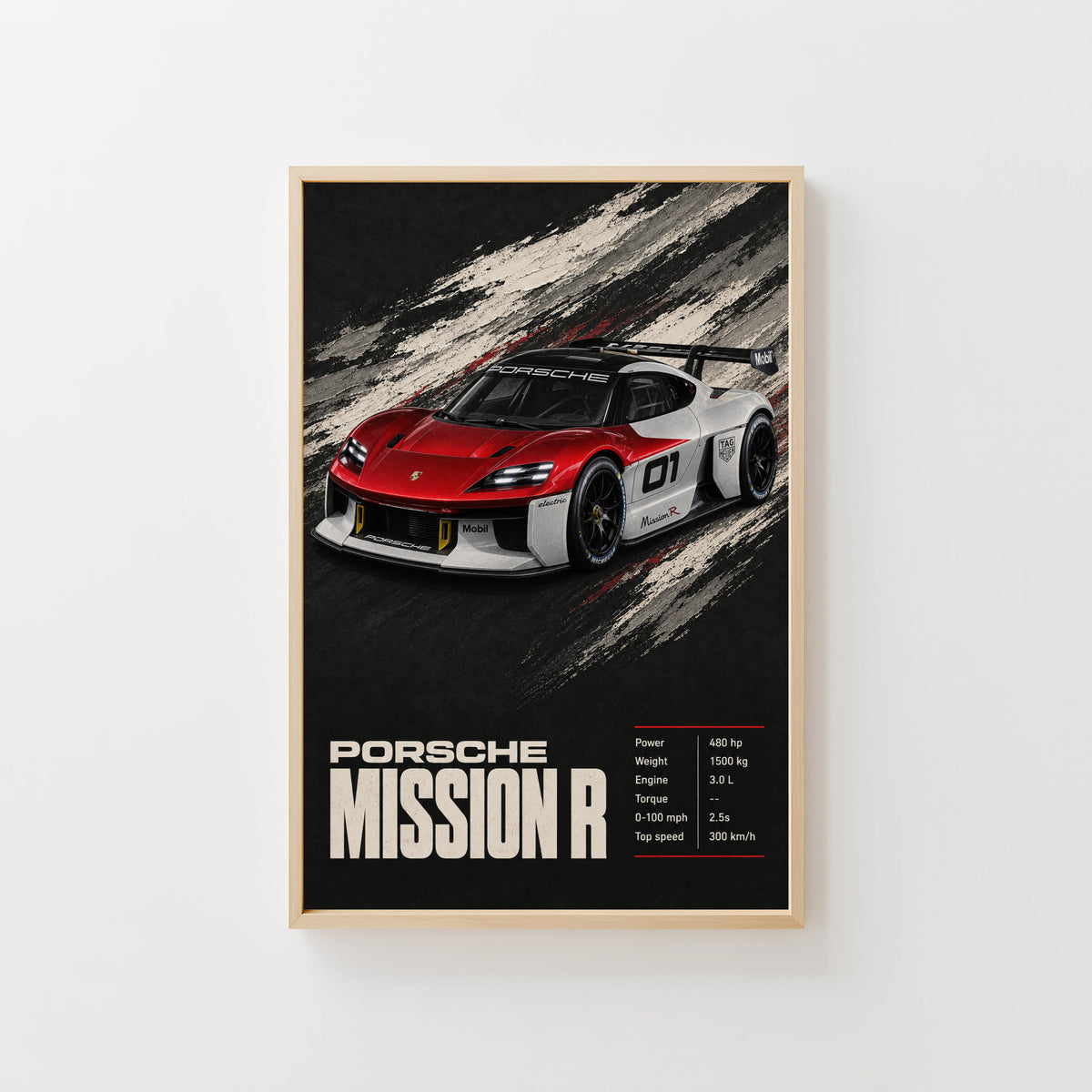 Vintage Porsche Mission R Print, Car Wall Art