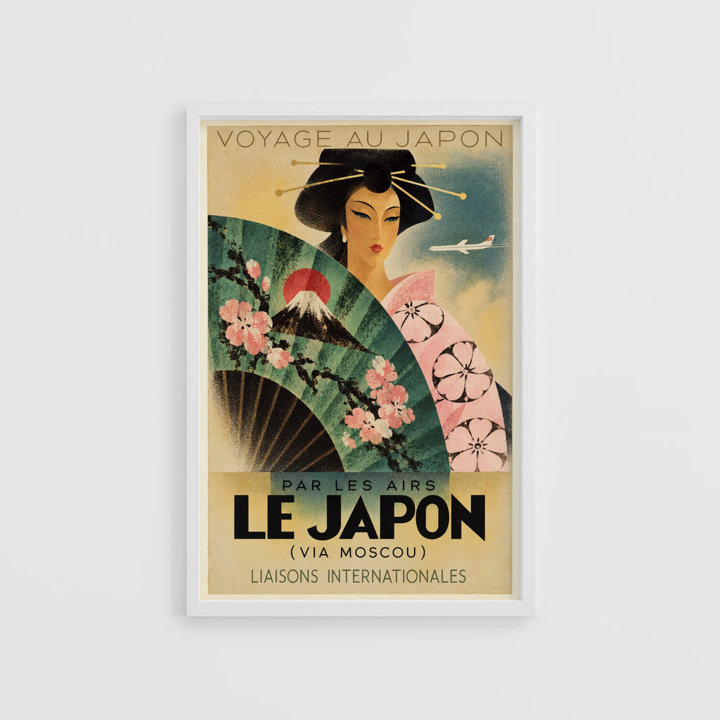 Vintage Japan Travel Poster, Art Deco Wall Art, Print