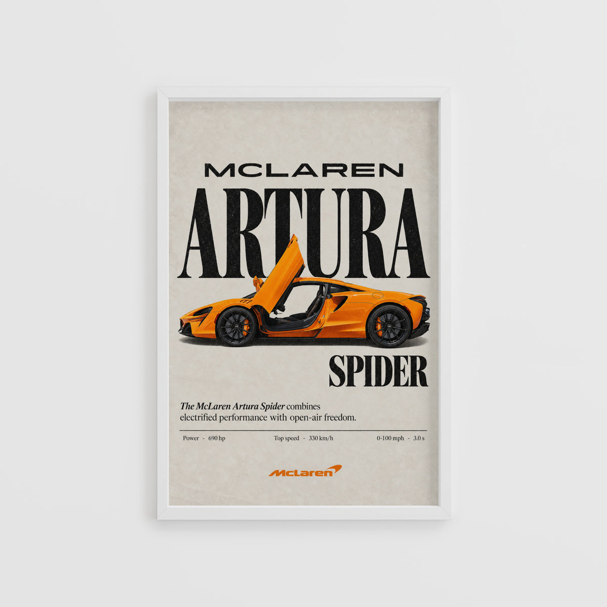 Vintage McLaren Artura Spider Print, Supercar Art