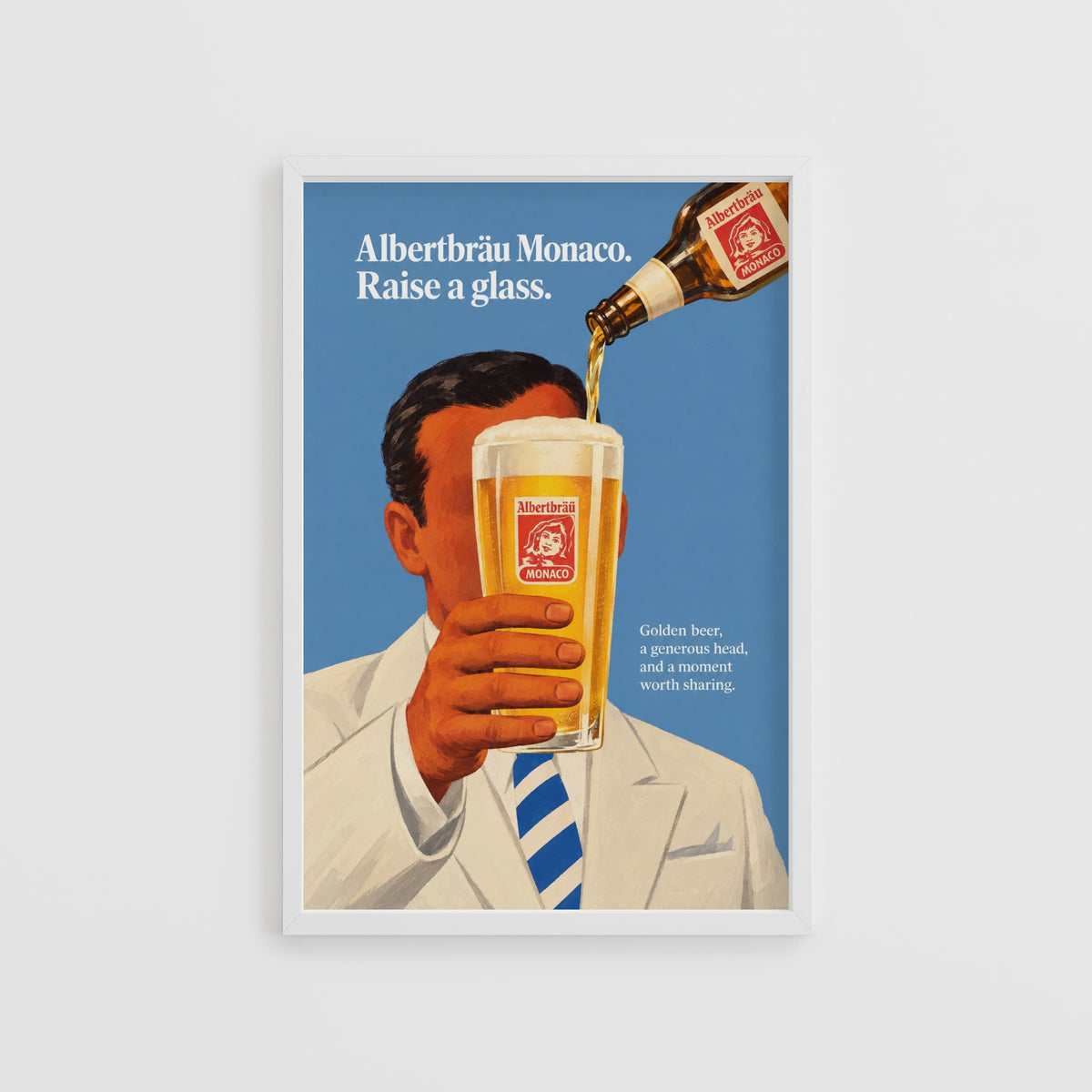 Vintage Albertbrau Monaco Beer Print and Poster Wall Art