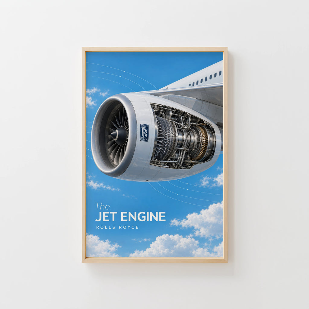 Vintage Jet Engine Poster, Aviation Wall Art Print