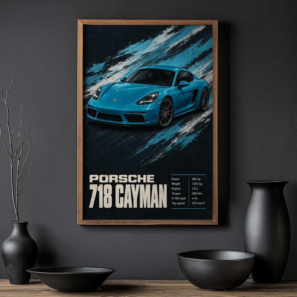 Vintage Porsche 718 Cayman Print, Car Wall Art