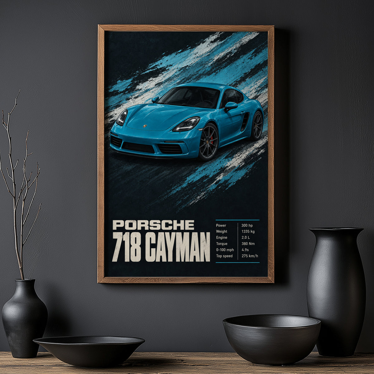 Vintage Porsche 718 Cayman Print, Car Wall Art