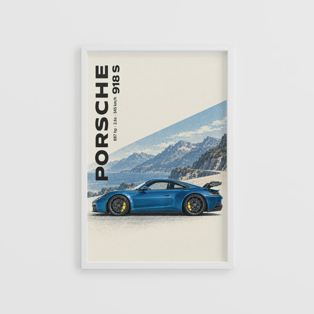 Vintage Porsche 918 S Print, Car Wall Art