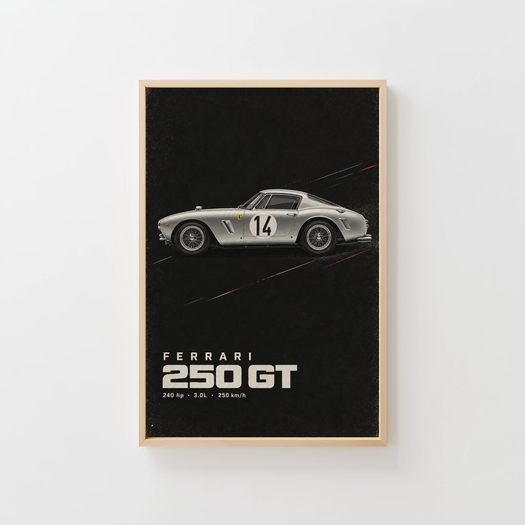 Vintage Ferrari 250 GT Print, Racing Car Poster