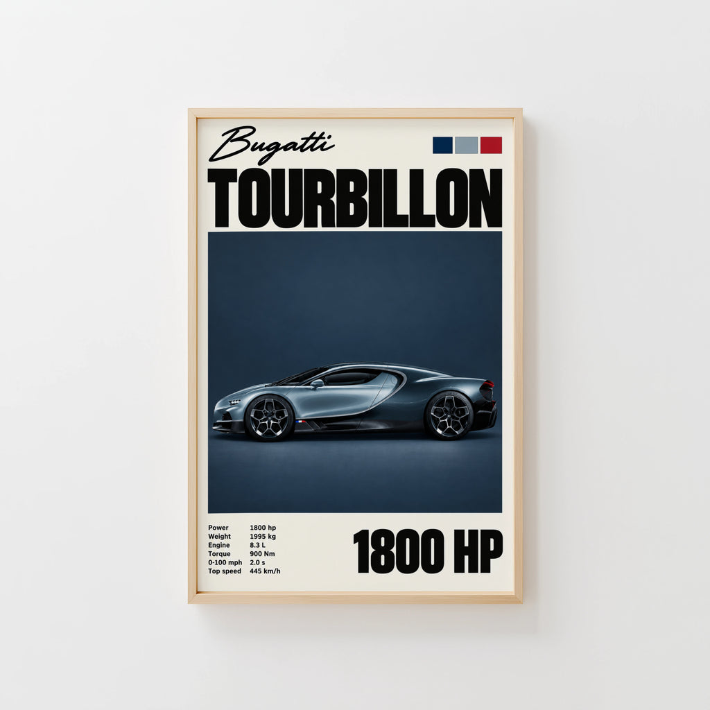Vintage Bugatti Tourbillon Print, Supercar Wall Art