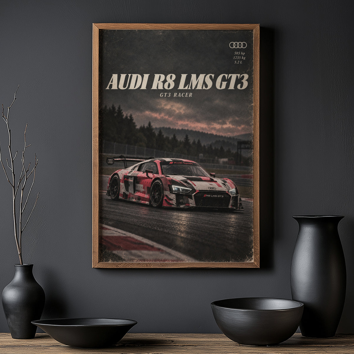 Vintage Audi R8 LMS GT3 Print, Racing Car Poster