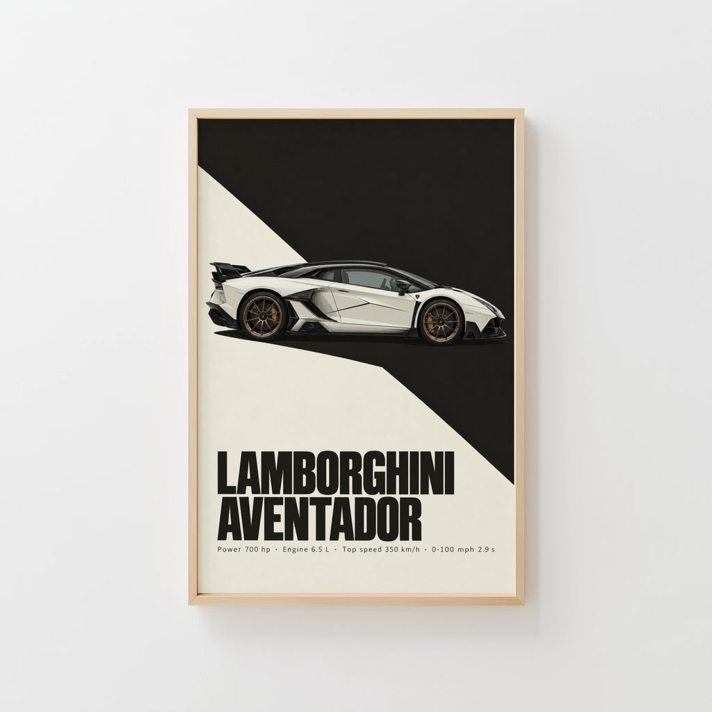 Vintage Lamborghini Aventador Print, Car Poster