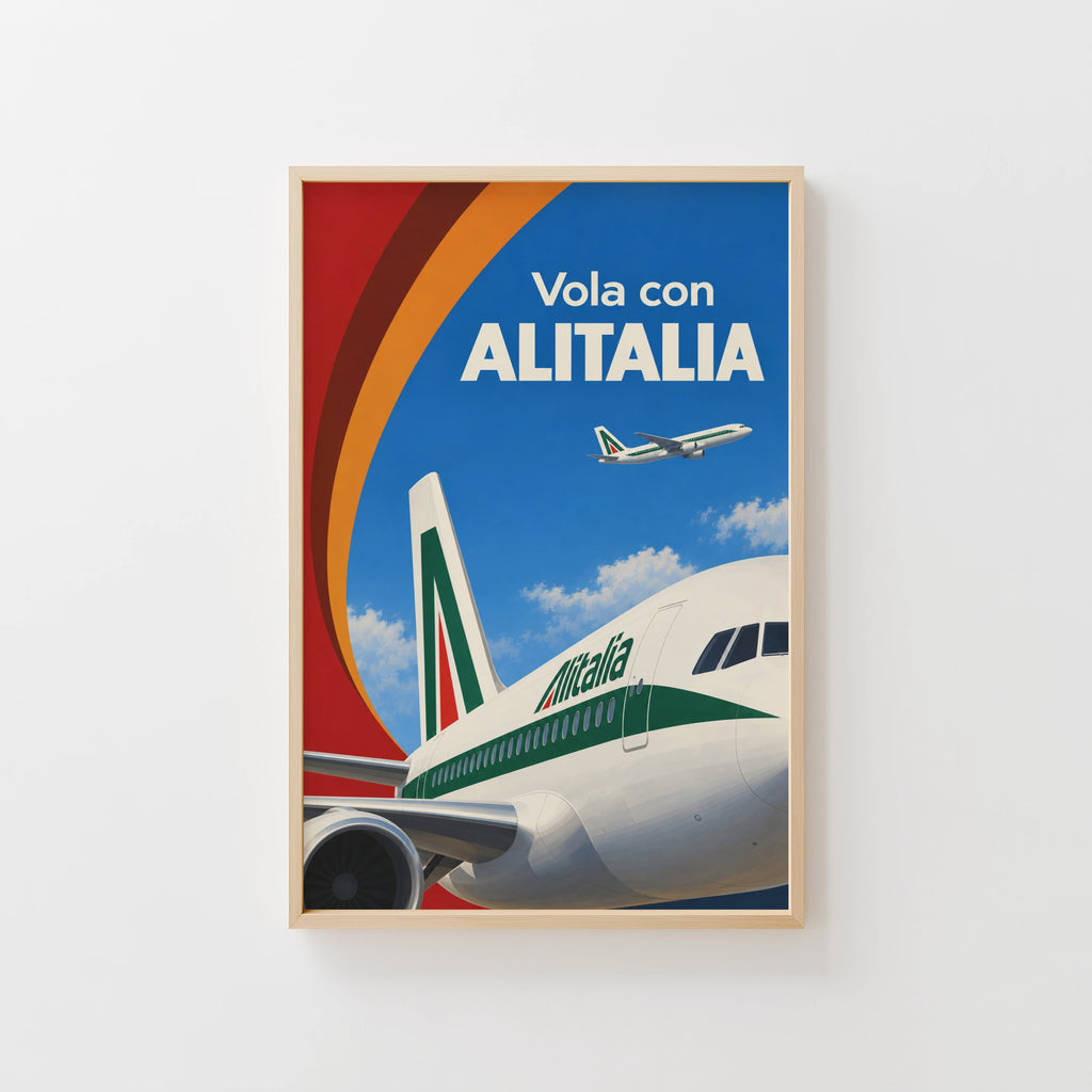 Vintage Alitalia Aircraft Poster, Retro Airline Print