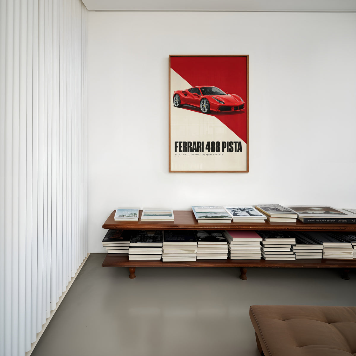 Vintage Ferrari 488 Pista Print, Supercar Wall Art