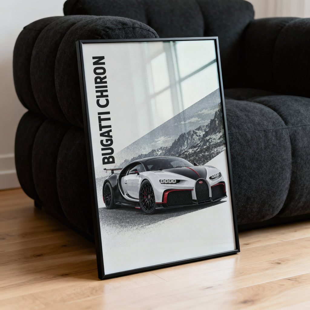 Vintage Bugatti Chiron Print, Supercar Wall Art