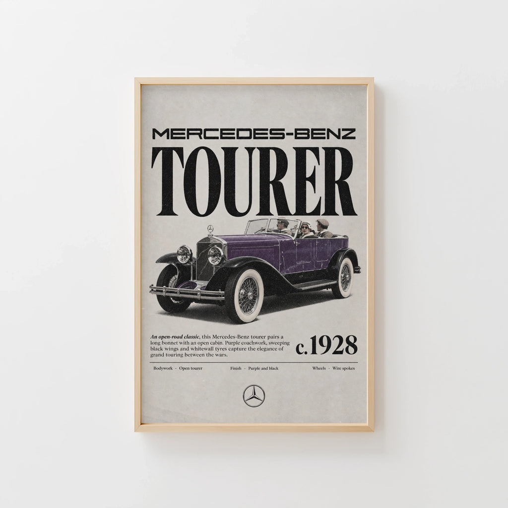 Vintage 1928 Mercedes-Benz Tourer Print, Classic Car Poster