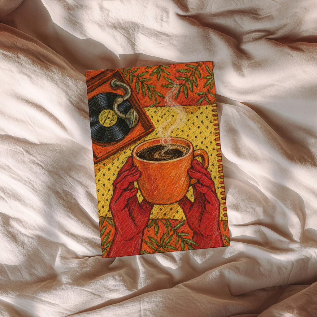 Vintage Coffee Print, Retro Kitchen Poster, Vinyl Art