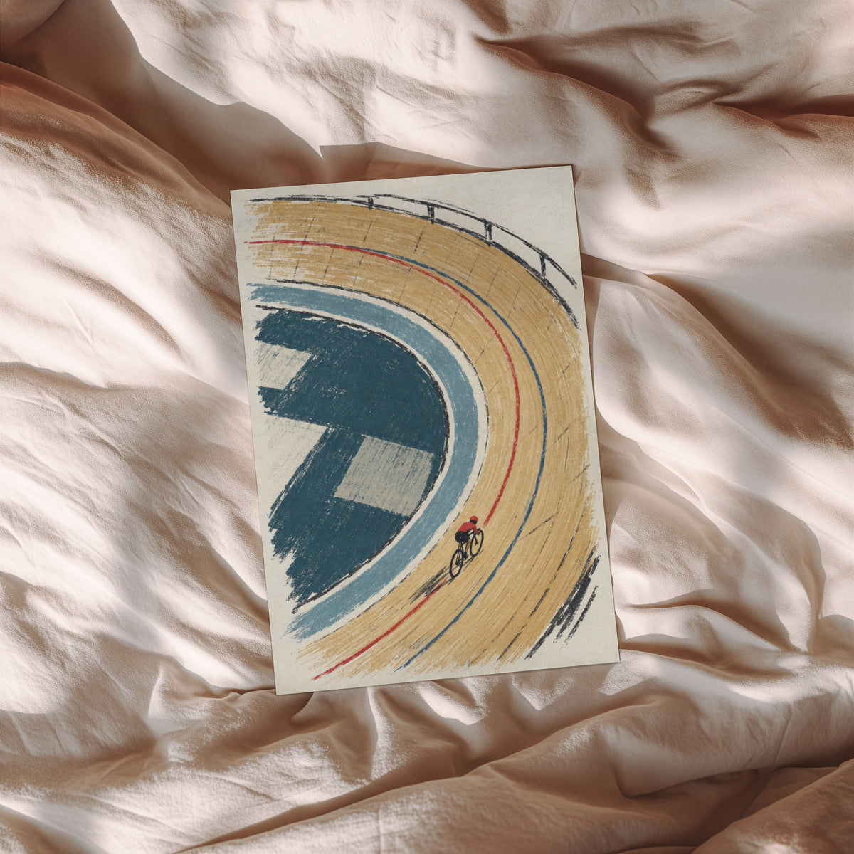 Vintage Velodrome Poster, Track Cycling Wall Art Print