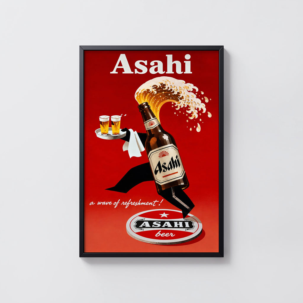 Vintage Asahi Beer Print, Retro Beer Poster