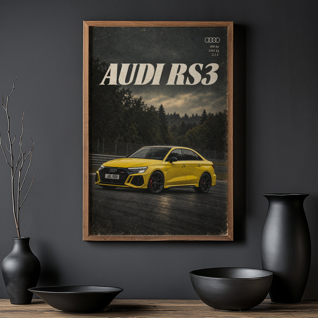 Vintage Audi RS3 Print, Car Wall Art