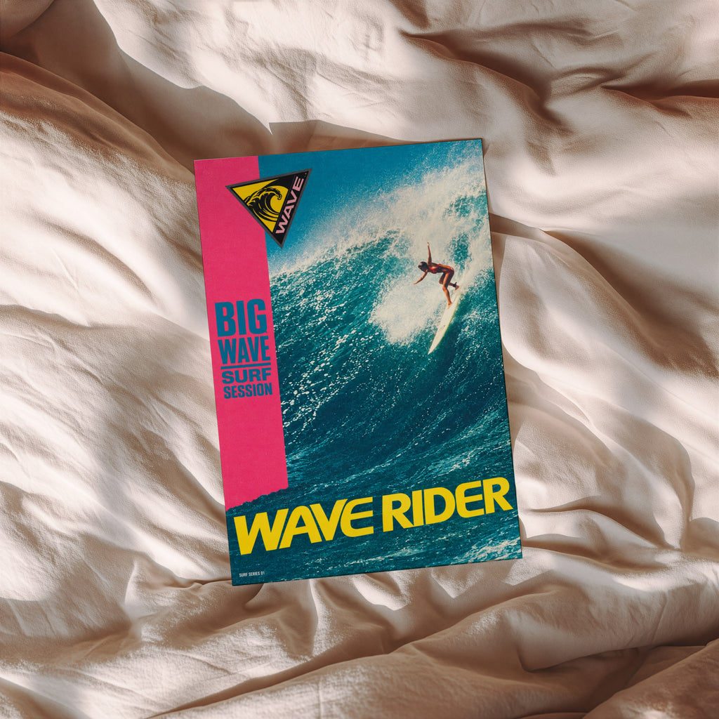 Vintage Wave Rider Surf Print, Big Wave Surf Poster