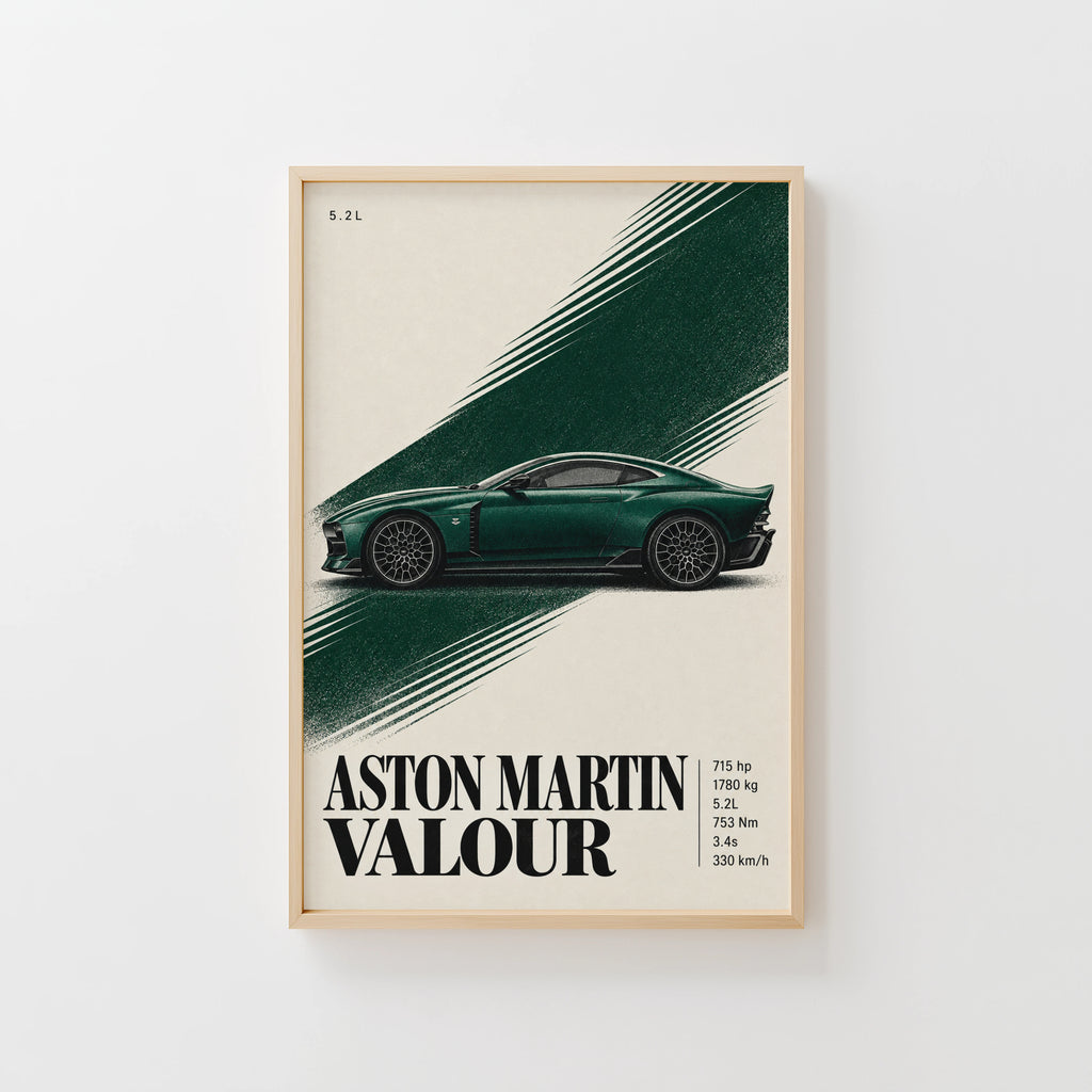 Vintage Aston Martin Valour Print, Green Car Art