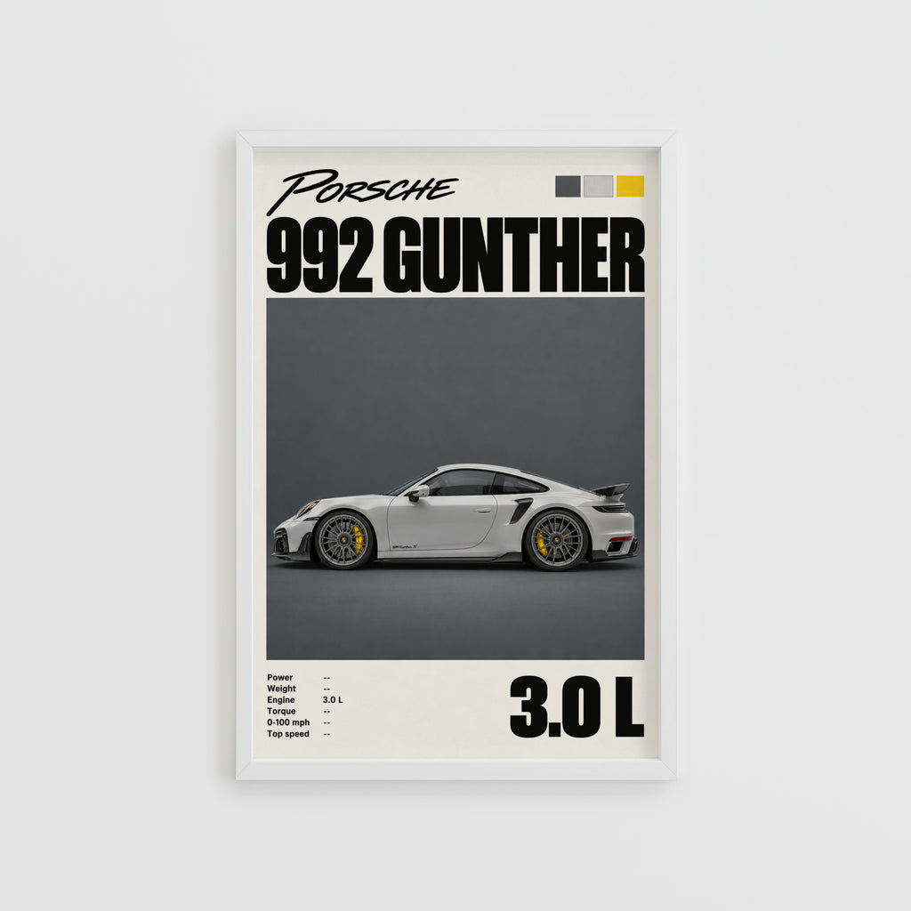Vintage Porsche 992 Print, Car Wall Art