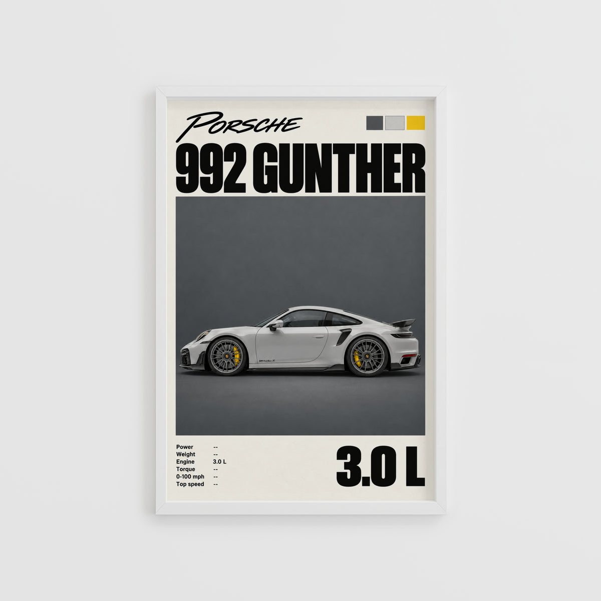 Vintage Porsche 992 Print, Car Wall Art