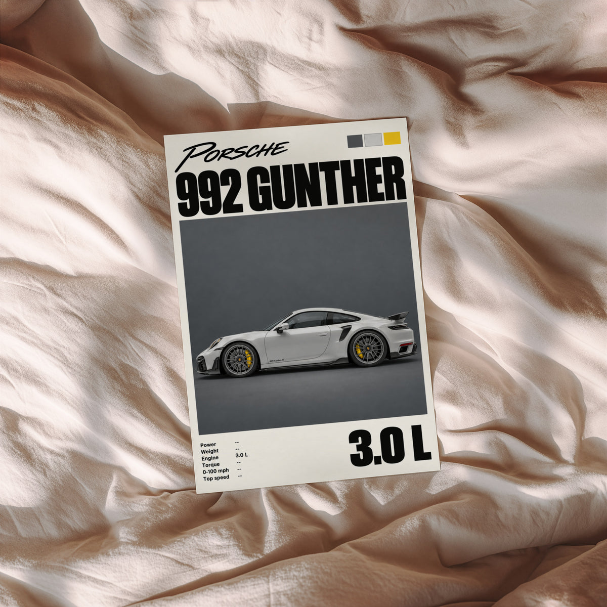 Vintage Porsche 992 Print, Car Wall Art