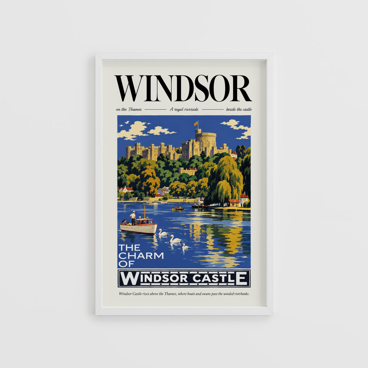 Vintage Windsor Castle Poster, Thames Wall Art