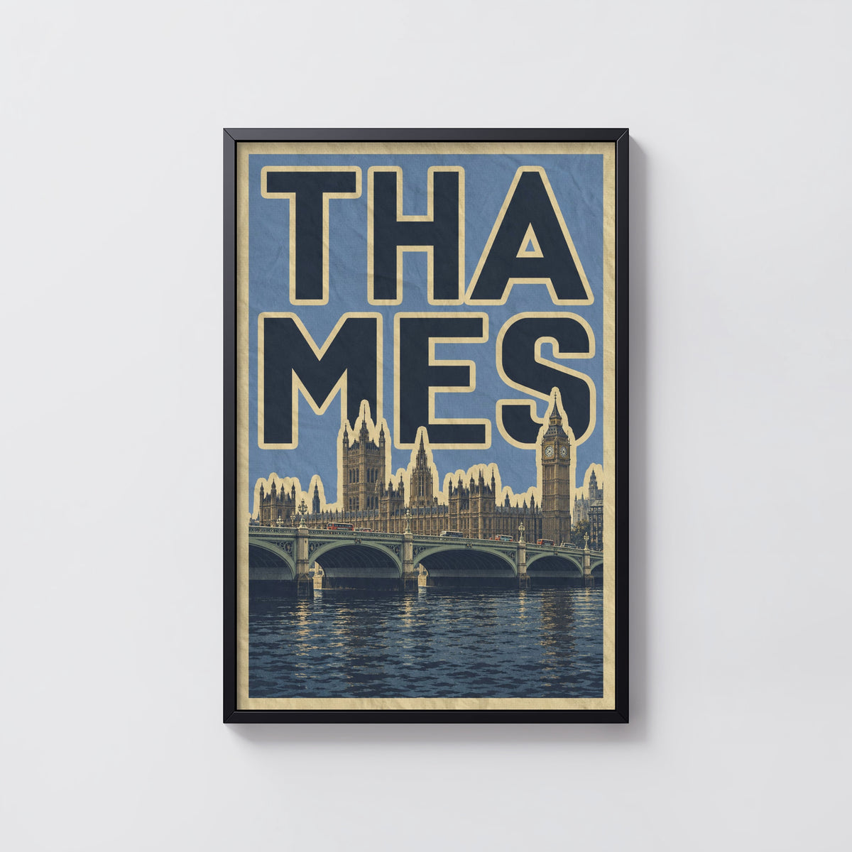 Vintage London Thames Poster, Westminster Bridge Print