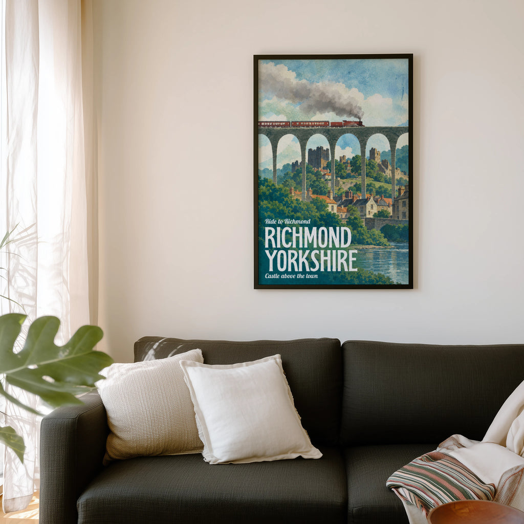 Vintage Richmond Yorkshire Train Print Poster, Wall Art