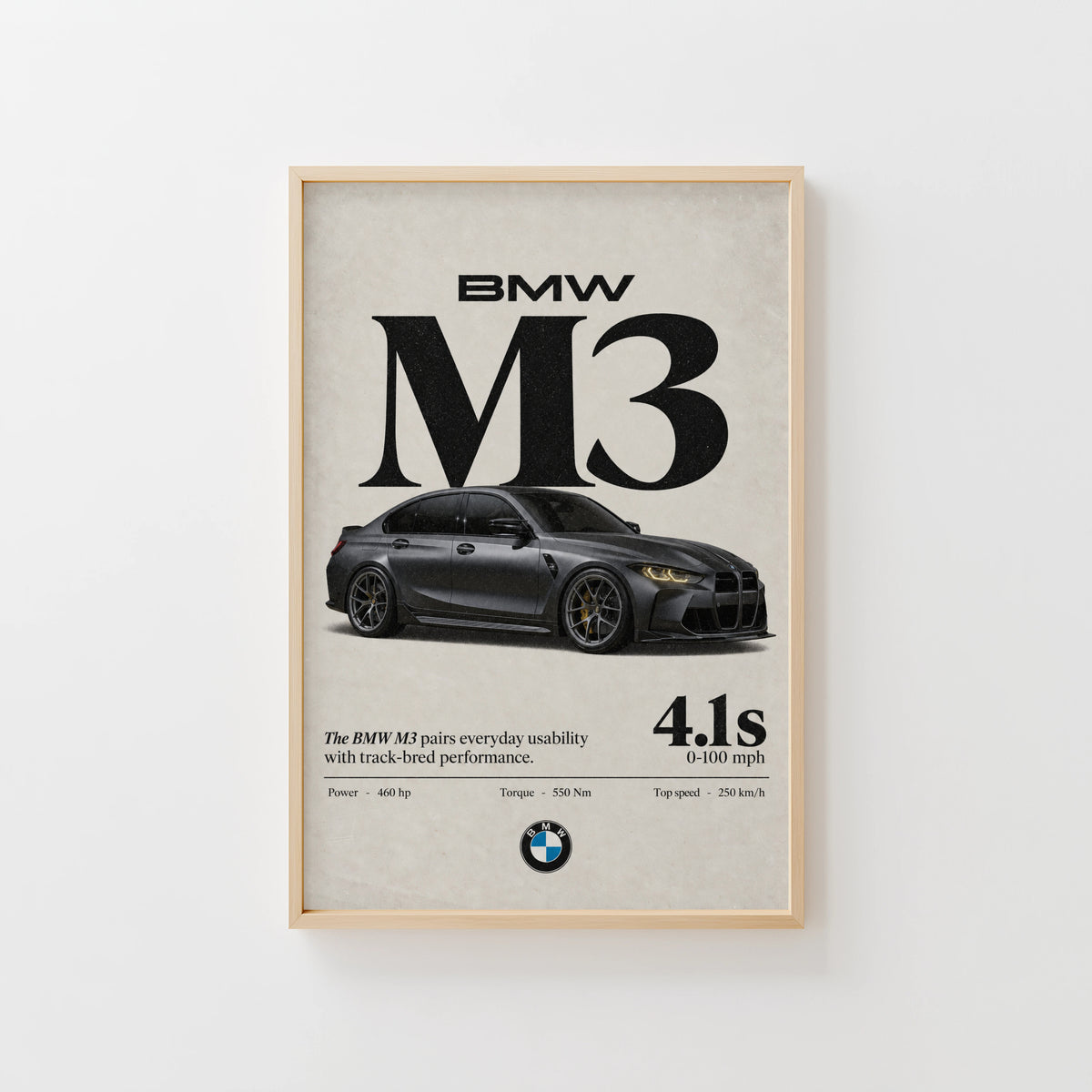Vintage BMW M3 Print, Car Wall Art, Garage