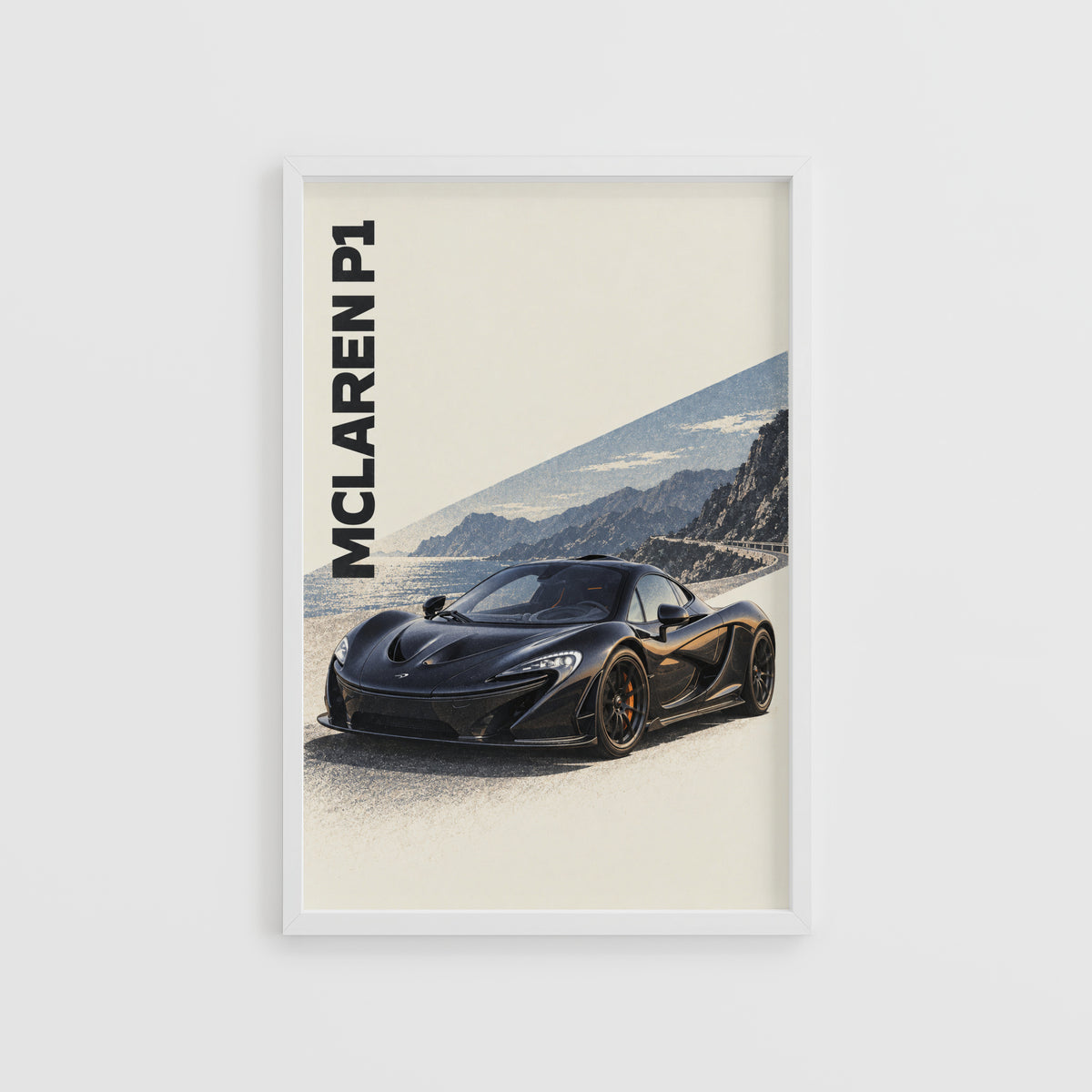 Vintage McLaren P1 Print, Supercar Wall Art