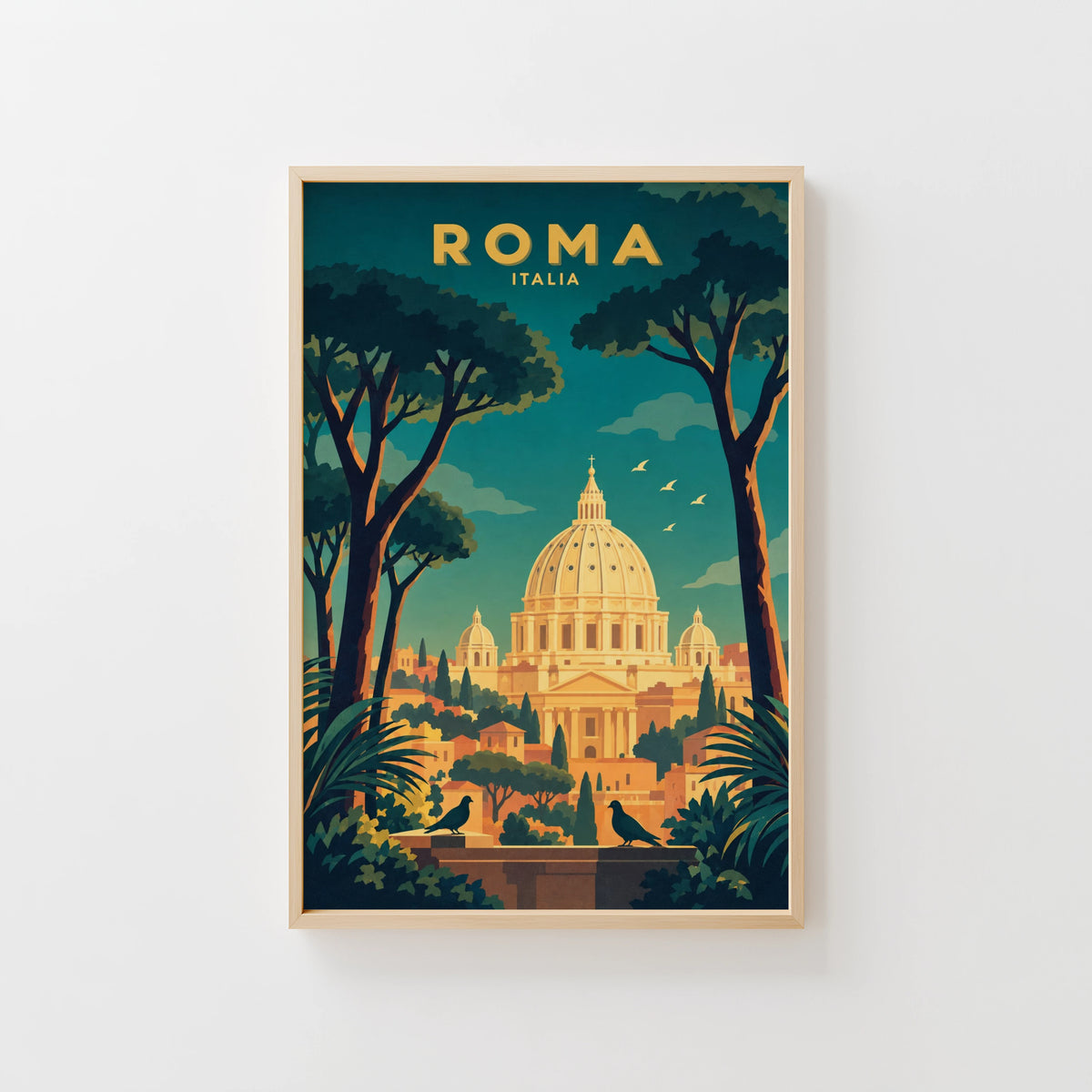 Vintage Rome Italy Poster, Art Deco Wall Art, Travel Print