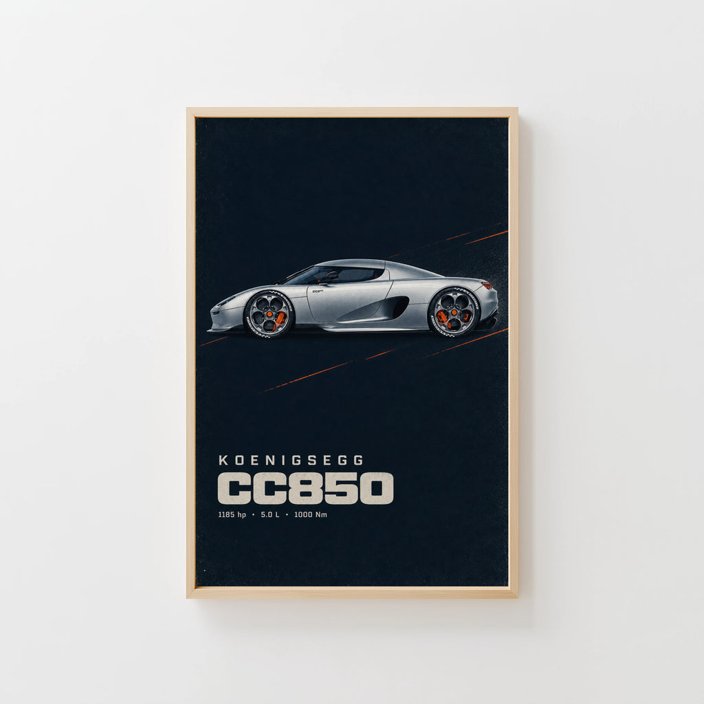 Vintage Koenigsegg CC850 Print, Supercar Wall Art
