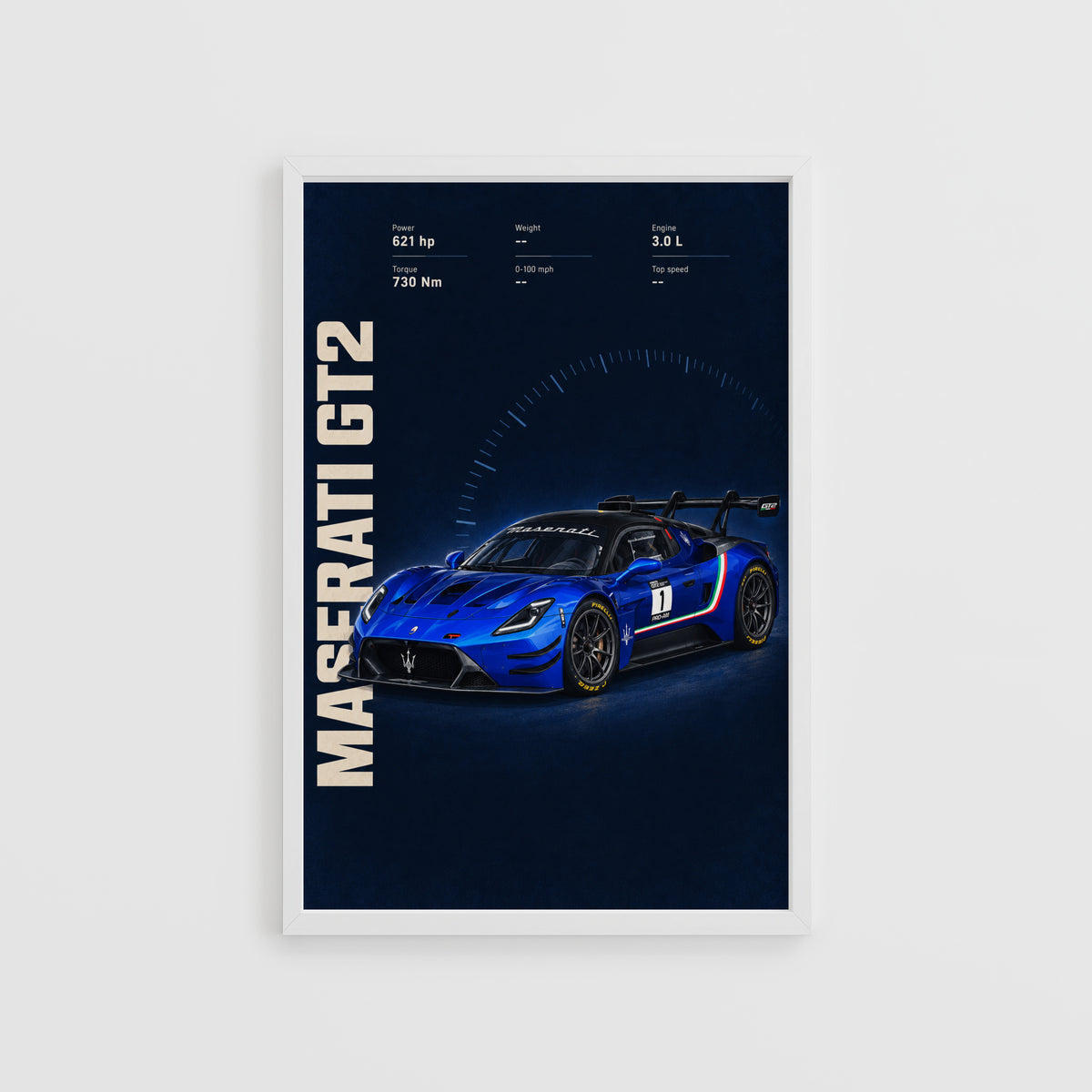 Vintage Maserati GT2 Print, Race Car Wall Art