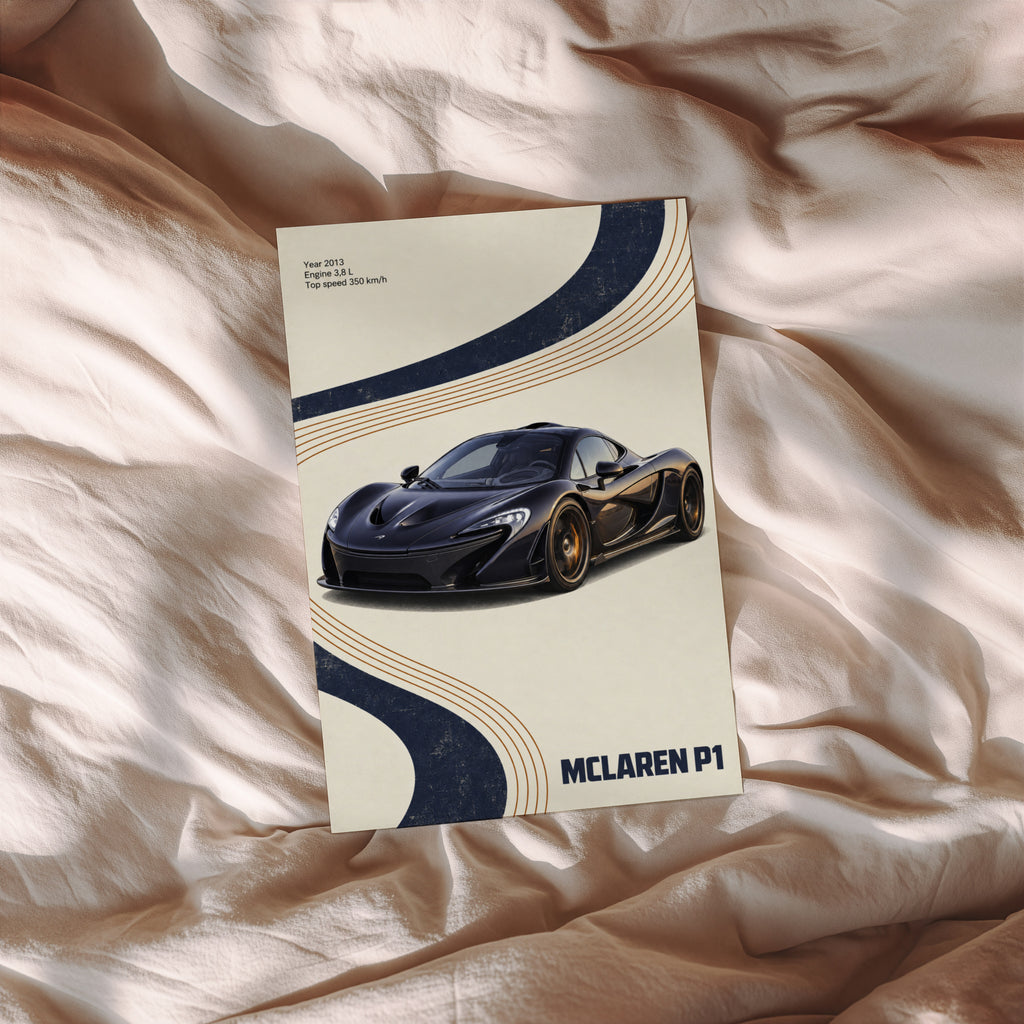 Vintage McLaren P1 Print, Supercar Wall Art