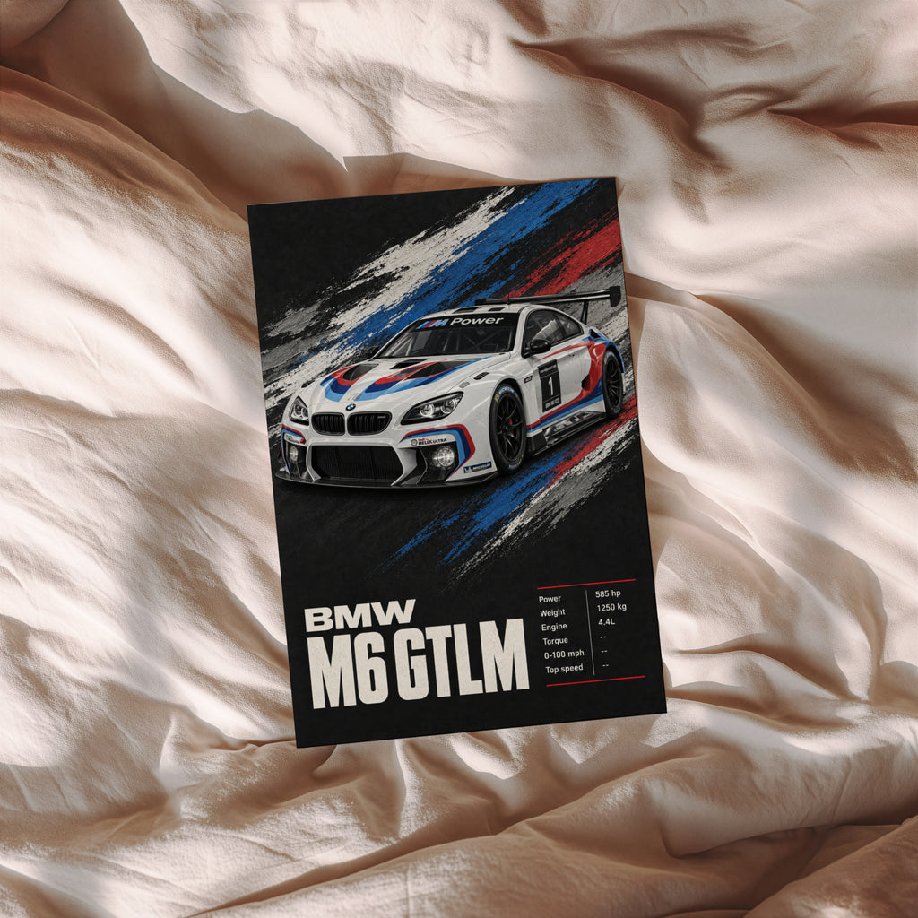 Vintage BMW M6 GTLM Race Car Print, Wall Art