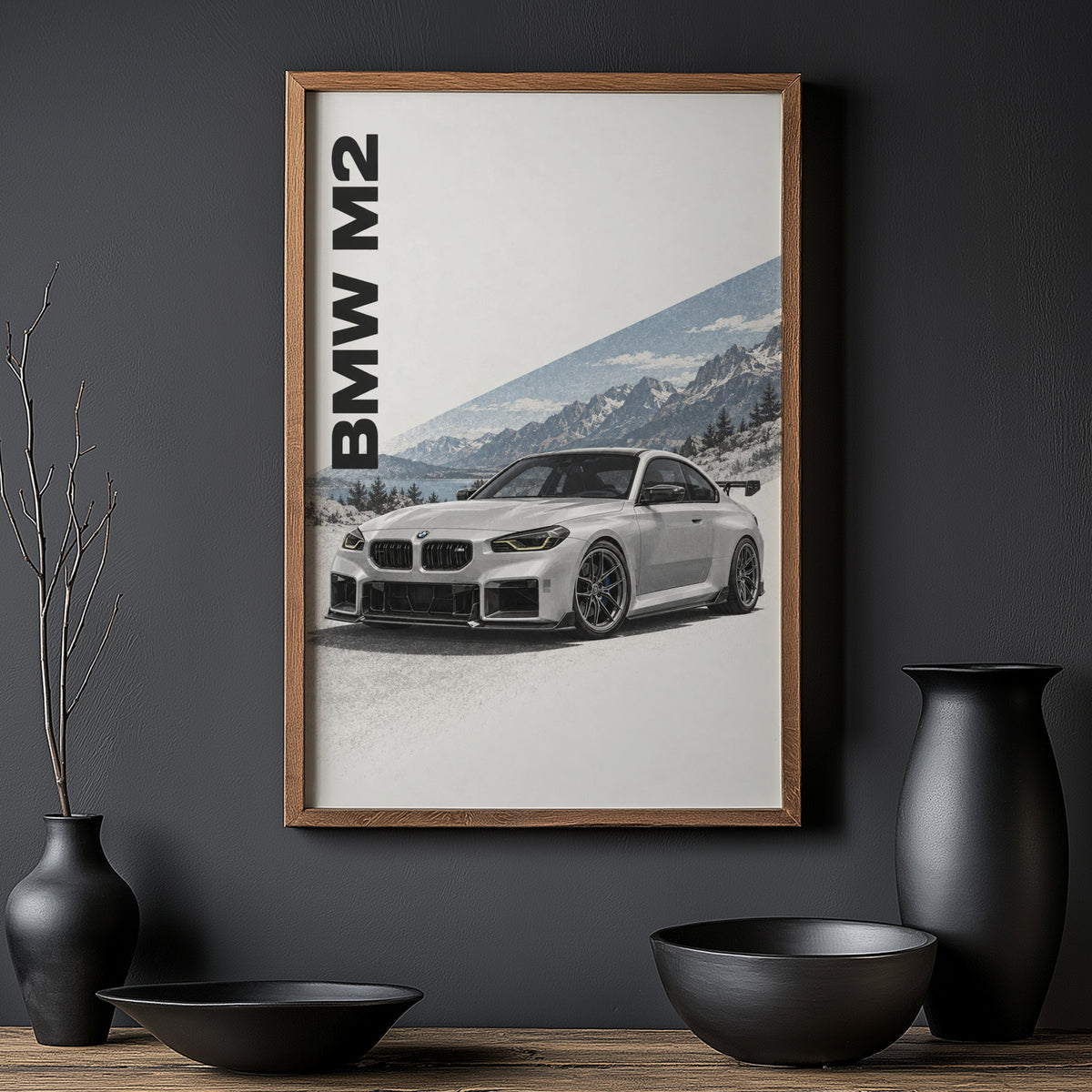 Vintage BMW M2 Print, Mountain Car Wall Art