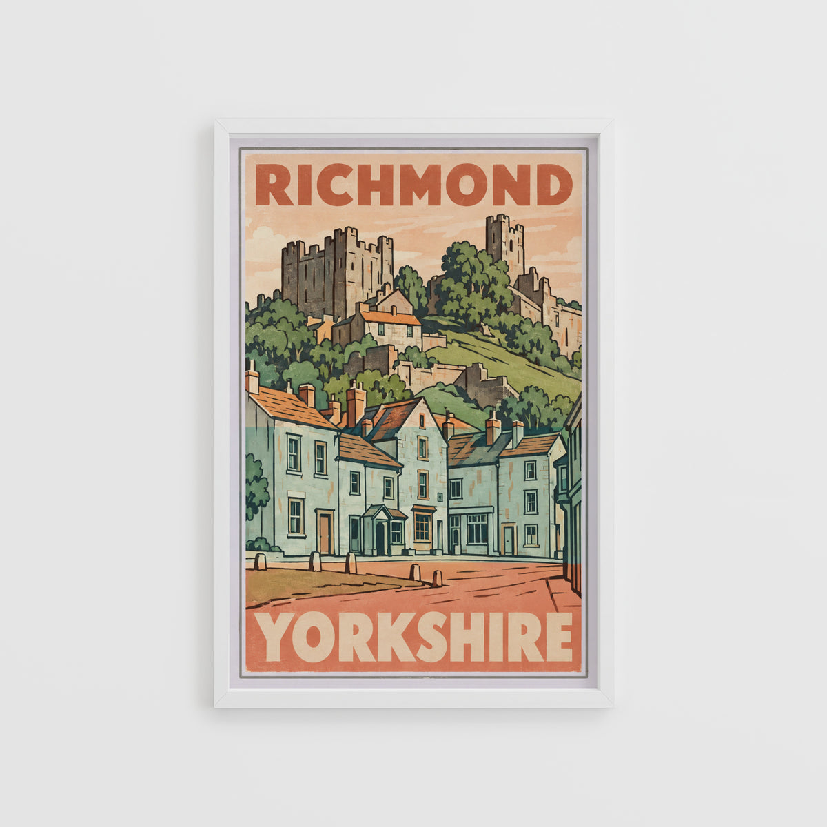 Vintage Richmond Yorkshire Poster, Castle Wall Art Print