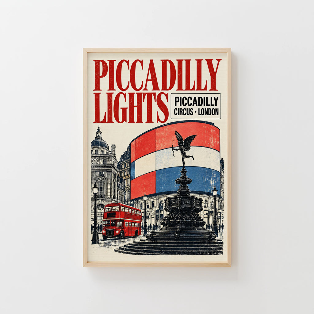 Vintage Piccadilly Circus London Poster, Wall Art Print