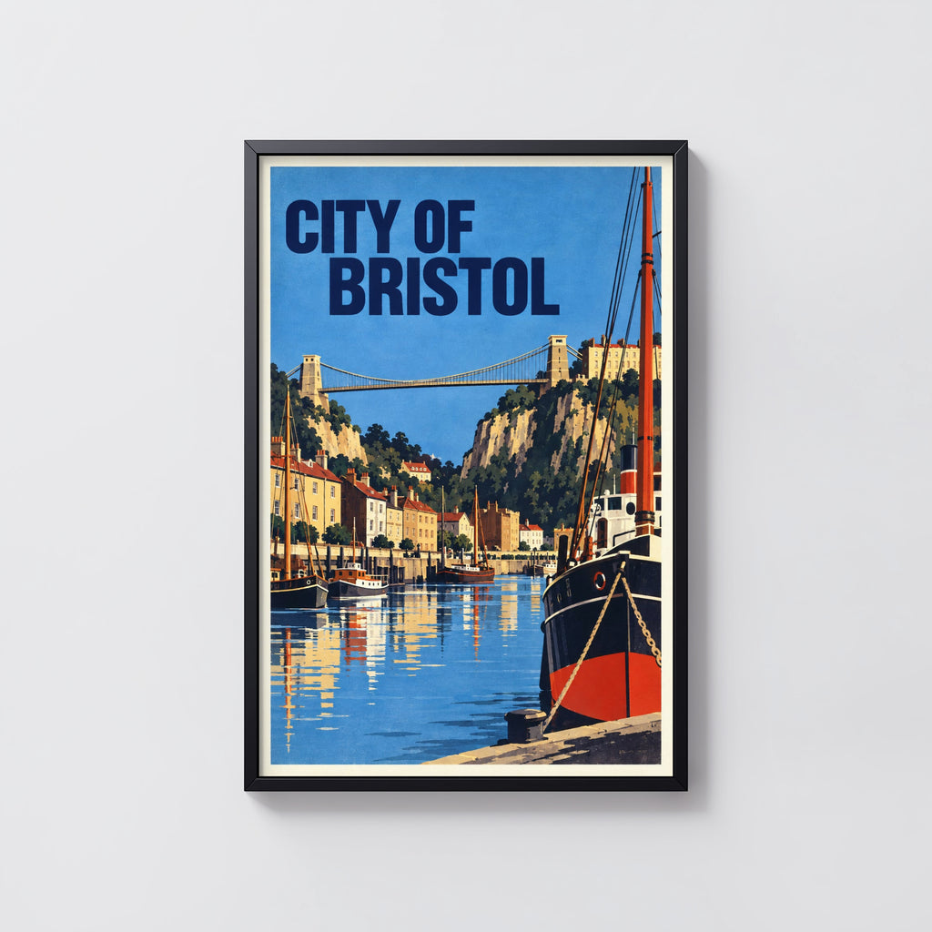 Vintage Bristol Poster, Clifton Bridge Wall Art, Print