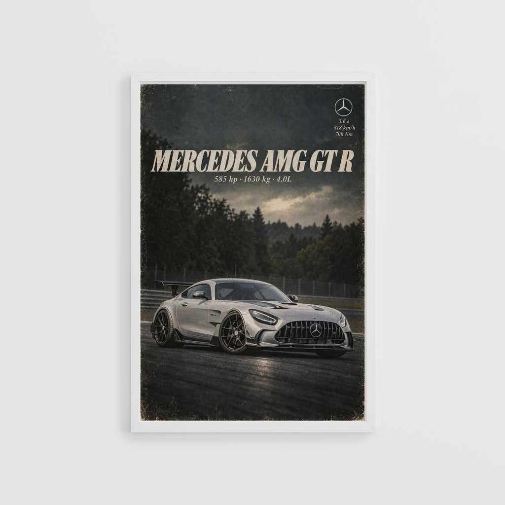 Vintage Mercedes AMG GT R Print, Car Poster, Garage Art
