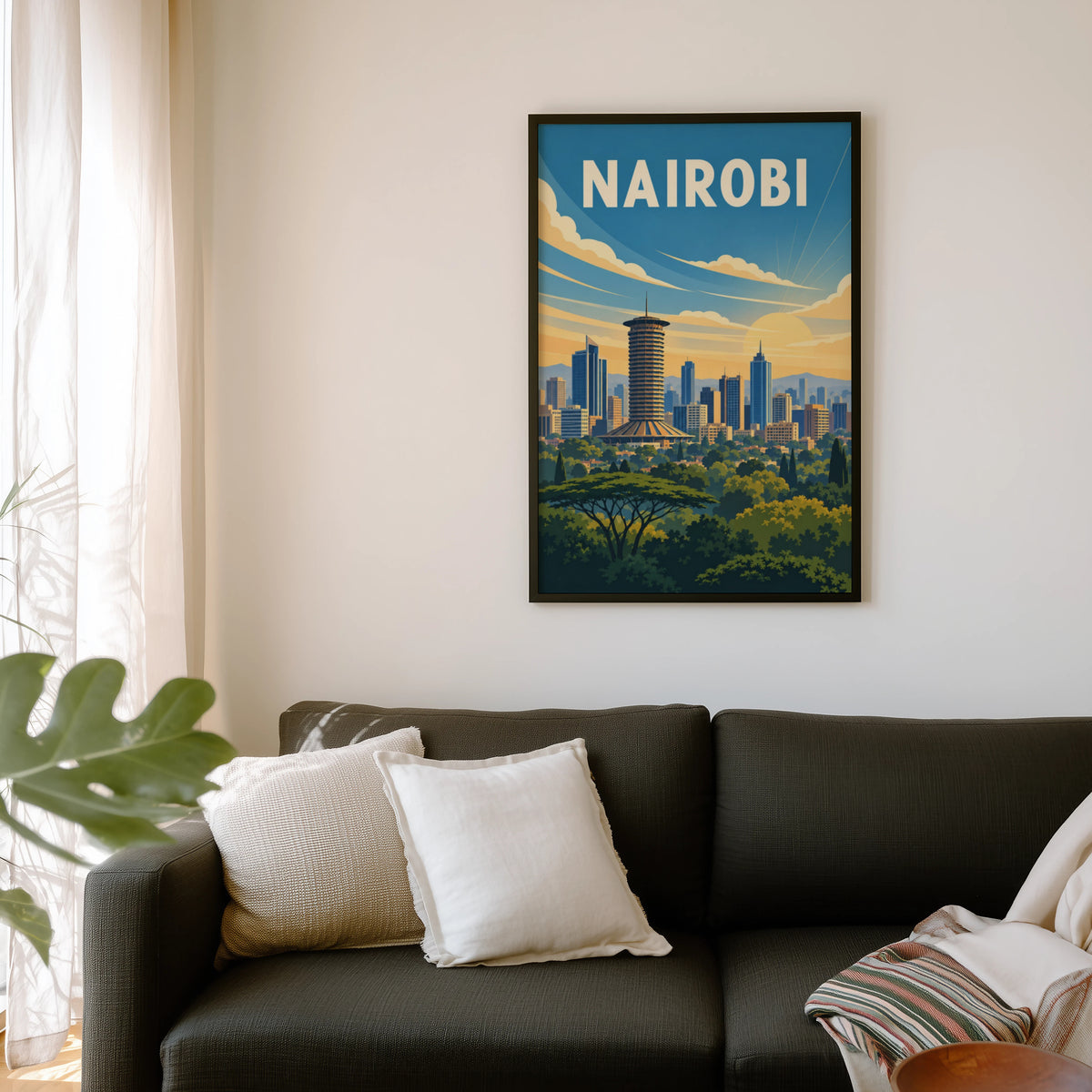 Vintage Nairobi Kenya Poster, Africa Wall Art, City Print