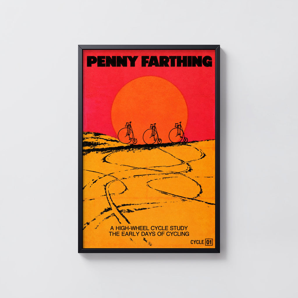 Vintage Penny Farthing Poster, Retro Cycling Wall Art Print